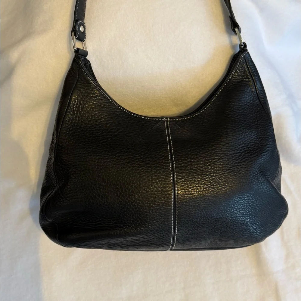 Ann Taylor Black Pebbled Leather Shoulder Bag